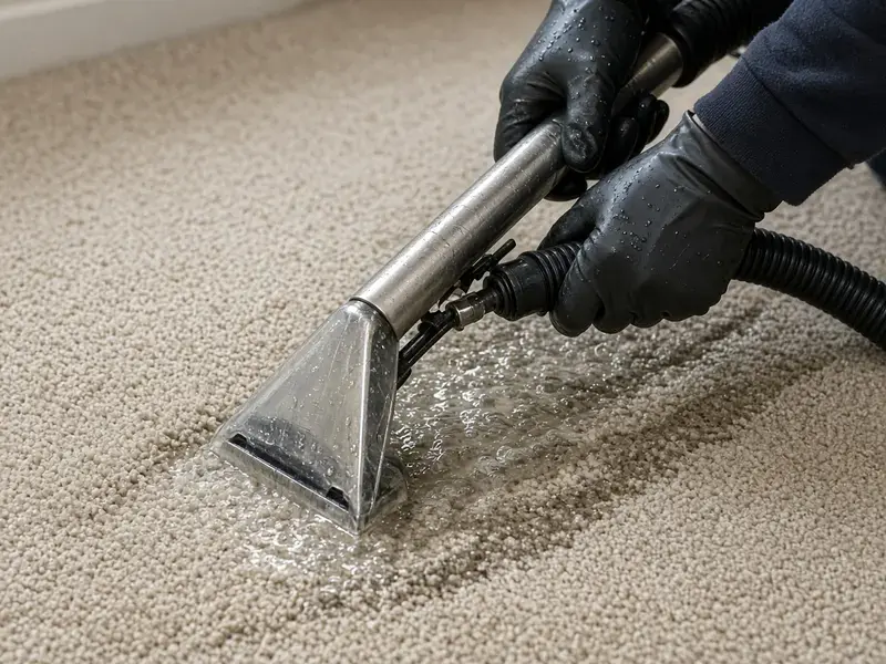 Extraction wand pulling water from carpet in Delta